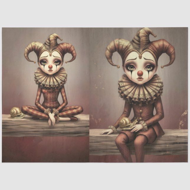 Papel De Seda Decoupage Paper Melancholic Clown  (Frente )