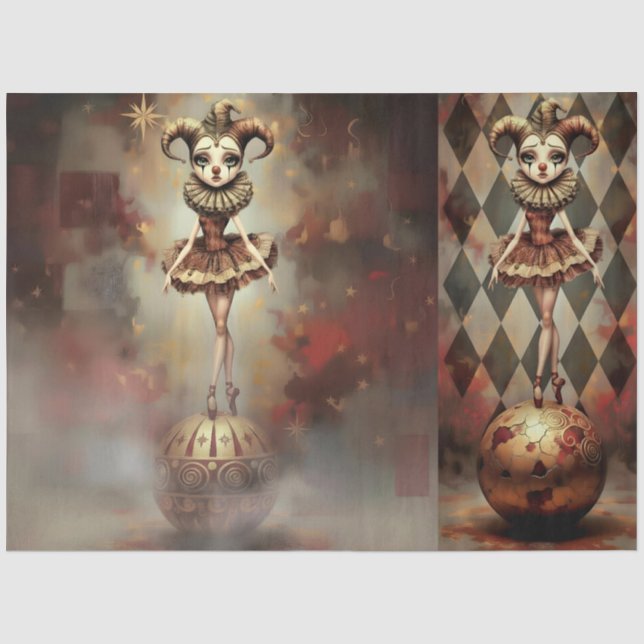 Papel De Seda Decoupage Paper Melancholic Clown  (Frente )