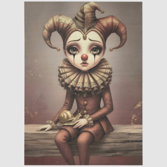 Papel De Seda Decoupage Paper Melancholic Clown  (Frente )