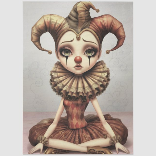 Papel De Seda Decoupage Paper Melancholic Clown  (Frente )