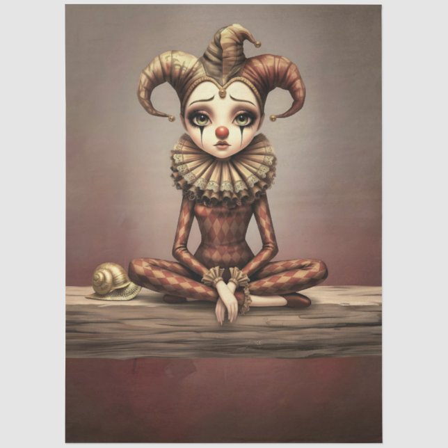 Papel De Seda Decoupage Paper Melancholic Clown  (Frente )
