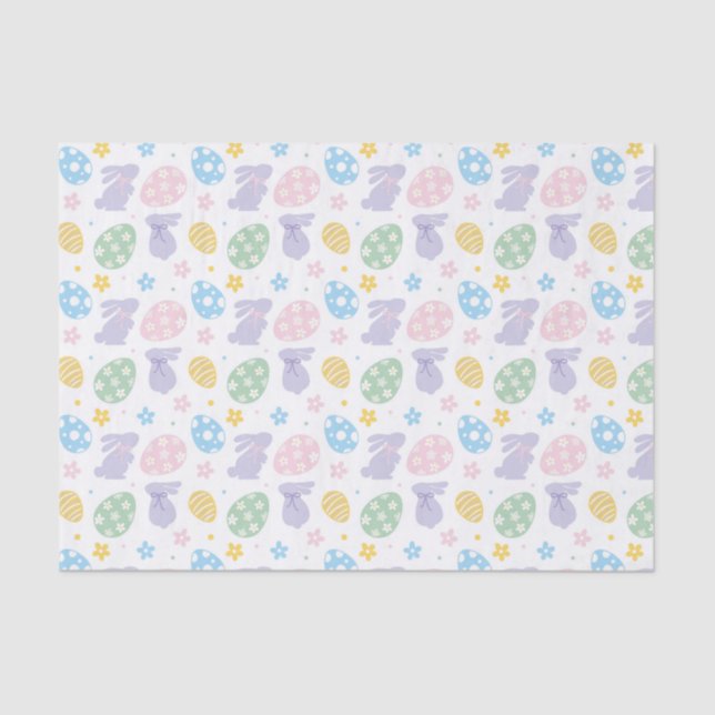 Papel De Seda Decoupage Páscoa Coelho Ovos Pastel (Frente )