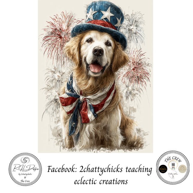 Papel De Seda Decoupage Patriotic Golden Retriever  250th  (Criador carregado)