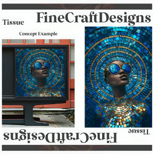 Papel De Seda Decoupage Pele Escura Mulher Careca Falso Mosaico