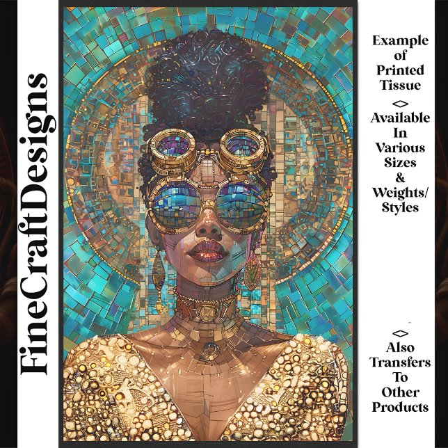 Papel De Seda Decoupage Pele Escura Mulher Dourada Mosaico Falso (Criador carregado)