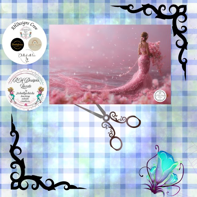 Papel De Seda Decoupage Pink Couture Mermaid Fantasy Ocean Theme (Criador carregado)