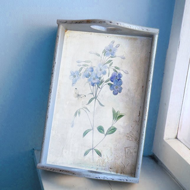 Papel De Seda Decoupage Pintada da Borboleta da Flor Azul (Criador carregado)