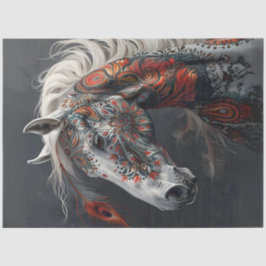 Papel De Seda Decoupage Pintada de Cavalos Índios