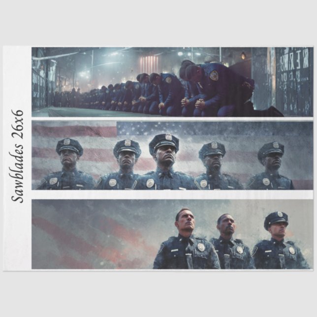 Papel De Seda Decoupage Police Tribute Handsaws  (Frente )