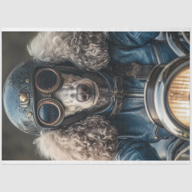 Papel De Seda Decoupage Poodle Azul-Padrão Steampunk (Frente )