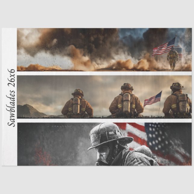 Papel De Seda Decoupage Proud Firefighters American Flag  (Frente )