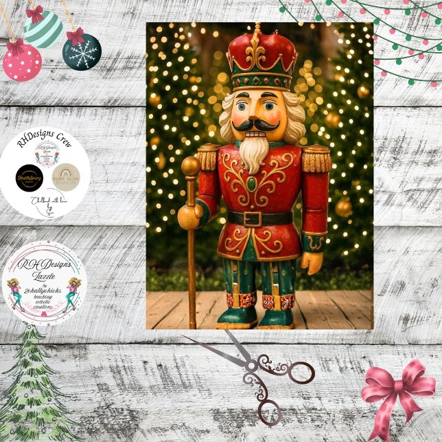 Papel De Seda Decoupage Quebra-Nozes Clássico Vermelho Verde (Criador carregado)