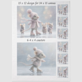 Papel De Seda Decoupage Rabbit Skating 11x14 Canvas Coasters 