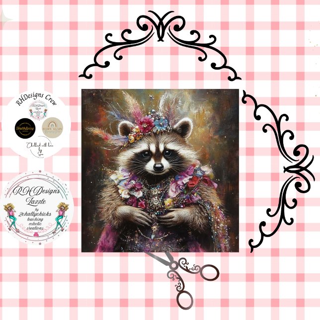 Papel De Seda Decoupage Real Racoon Princesa em Rosa  (Criador carregado)