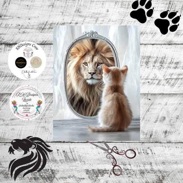 Papel De Seda Decoupage Reflection Self of Kitten and Lion  (Criador carregado)