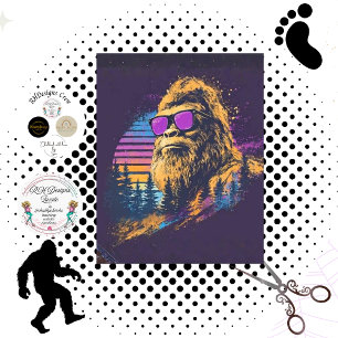 Papel De Seda Decoupage Retro Sasquatch Bigfoot Óculos de Sol Ro