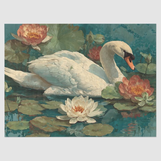 Papel De Seda Decoupage Romântica da Elegância Romântica "Lago S (Frente )