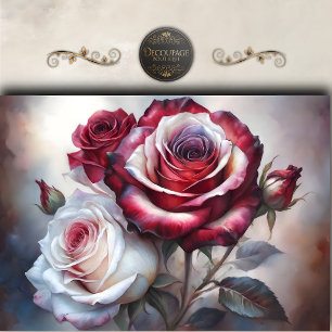 Papel De Seda Decoupage Romântica Rosa Carmesim