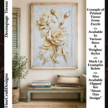 Decoupage Rosa em Gesso Francês Vintage FN3L