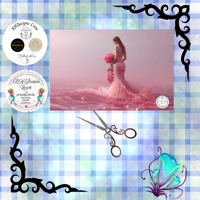 Papel De Seda Decoupage Rosa Fantasia Sereia Oceano Temático (Criador carregado)