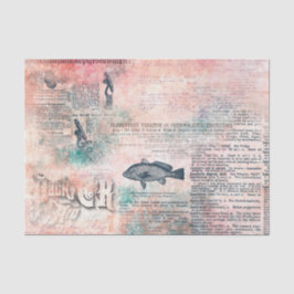 Papel De Seda Decoupage Rosa Jornal Antigo Vintage
