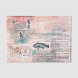 Papel De Seda Decoupage Rosa Jornal Antigo Vintage