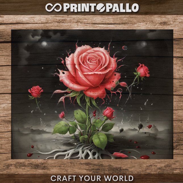 Papel De Seda Decoupage - Rosa pálida vermelha única -  (Criador carregado)
