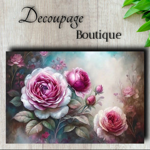 Papel De Seda Decoupage Rosa Romântica Névoa