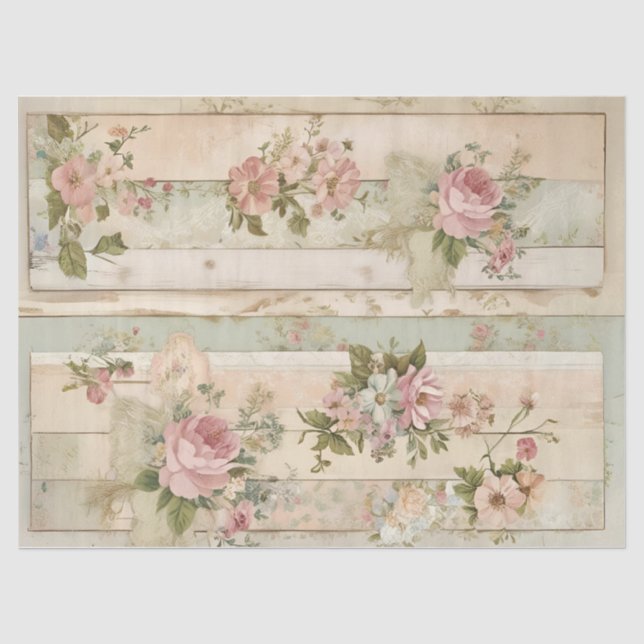 Papel de Seda Decoupage Rosa Vintage Rústico (Frente )