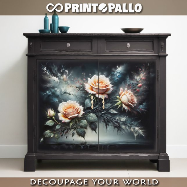 Papel De Seda Decoupage - Rosas amarelas em preto - (Criador carregado)