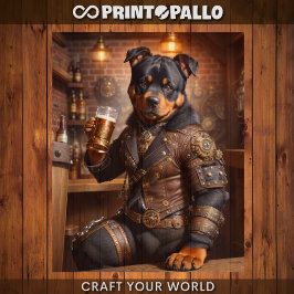 Papel De Seda Decoupage - Rottweiler cachorro steampunk e cervej