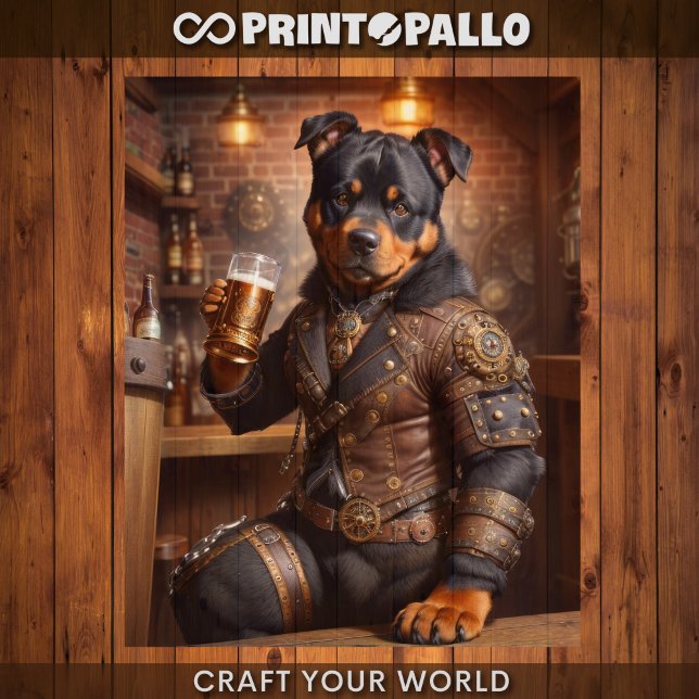 Papel De Seda Decoupage - Rottweiler cachorro steampunk e cervej (Criador carregado)