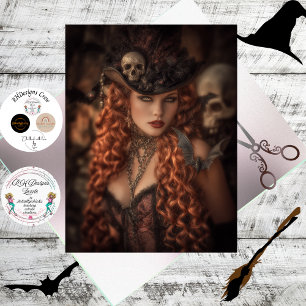 Papel De Seda Decoupage Ruiva Bruxa Boa Gótica 