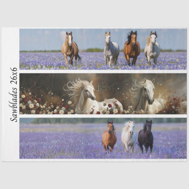 Papel De Seda Decoupage Running Horses Rustic Wild Horse Handsaw (Frente )