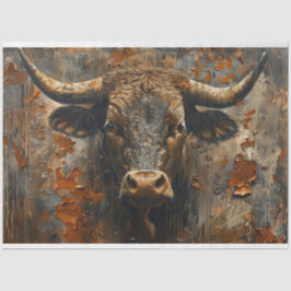 Papel De Seda Decoupage Rusted Patina Bull