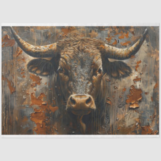Papel De Seda Decoupage Rusted Patina Bull