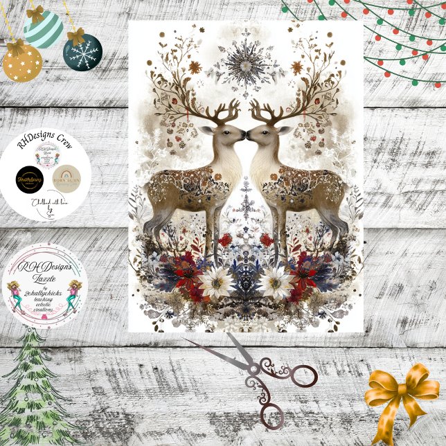 Papel De Seda Decoupage Rustic Deer Forest Decor (Criador carregado)