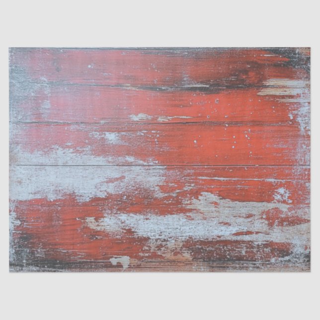 Papel De Seda Decoupage Rustic Red Weathered Wood Texture Faux (Frente )