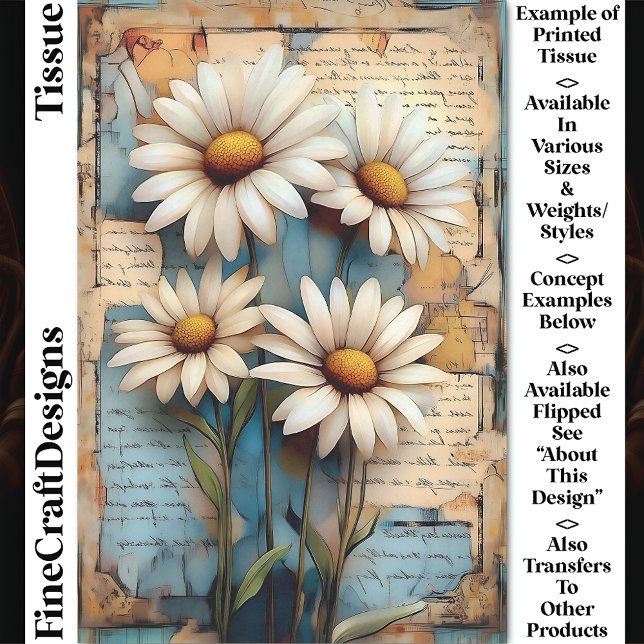 Papel De Seda Decoupage Rustico Shabby Chic Margaridas Brancas D (Criador carregado)