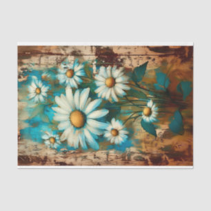 Papel De Seda Decoupage Rustico Shabby Chic Margaridas Brancas D