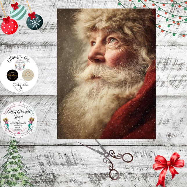 Papel De Seda Decoupage Santa Claus Christmas Portrait  (Criador carregado)