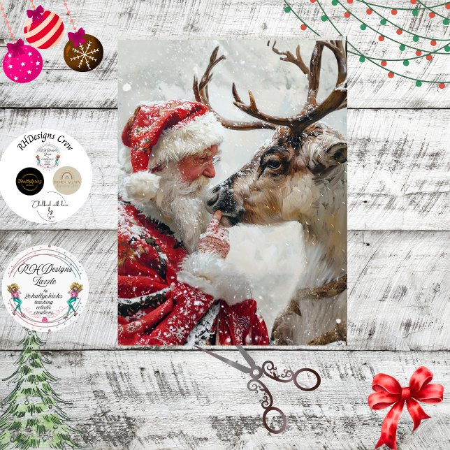 Papel De Seda Decoupage Santa Reindeer "North Pole Whimsy" (Criador carregado)