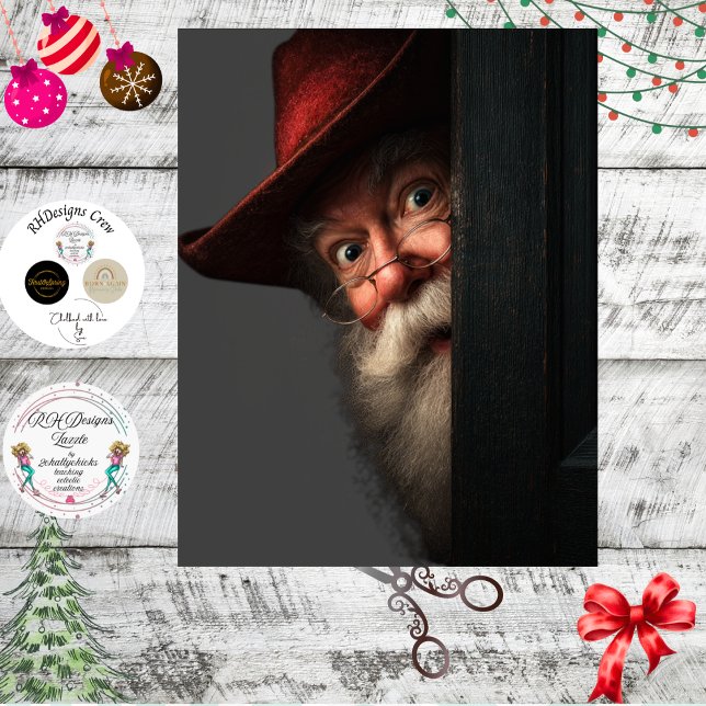 Papel De Seda Decoupage Santa Secret Check Peeking Art (Criador carregado)