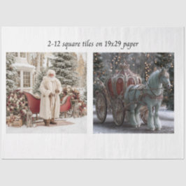 Papel De Seda Decoupage Santa Sleigh Carriage 12s" Square Tile