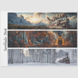 Papel De Seda Decoupage Seasonal Trains 26x26 for Handsaws