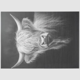 Papel De Seda Decoupage Shaggg Highland Cow Black Background