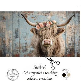 Papel De Seda Decoupage Shaggg Highland Cow Peach Flor