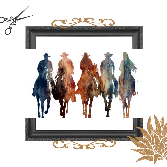 Papel De Seda Decoupage Silhueta de Vaqueiro Cavaleiros  (Criador carregado)