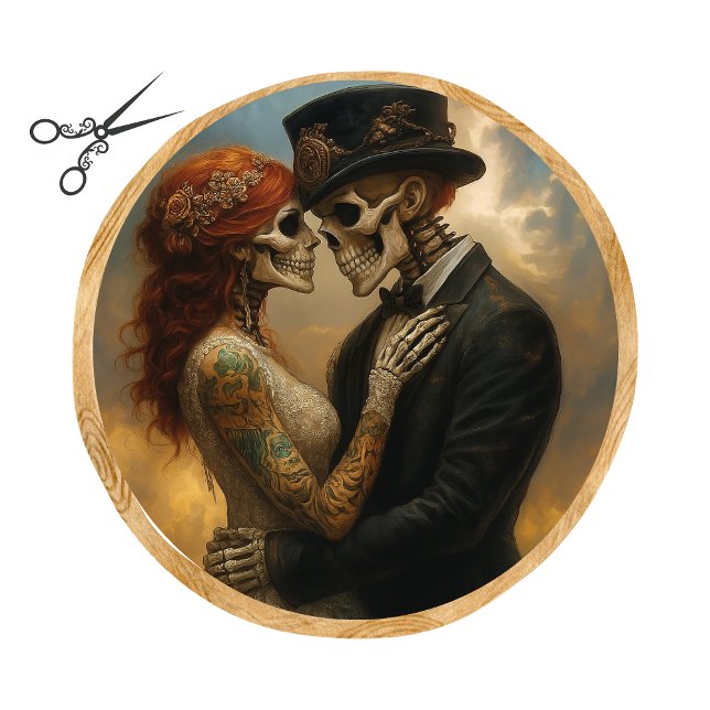 Papel De Seda Decoupage Skeleton Couple Wedding 21-inch round (Criador carregado)