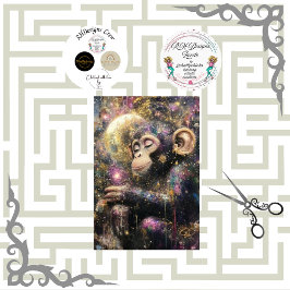 Papel De Seda Decoupage Sonho Celestial Macaco Cores Vibrantes